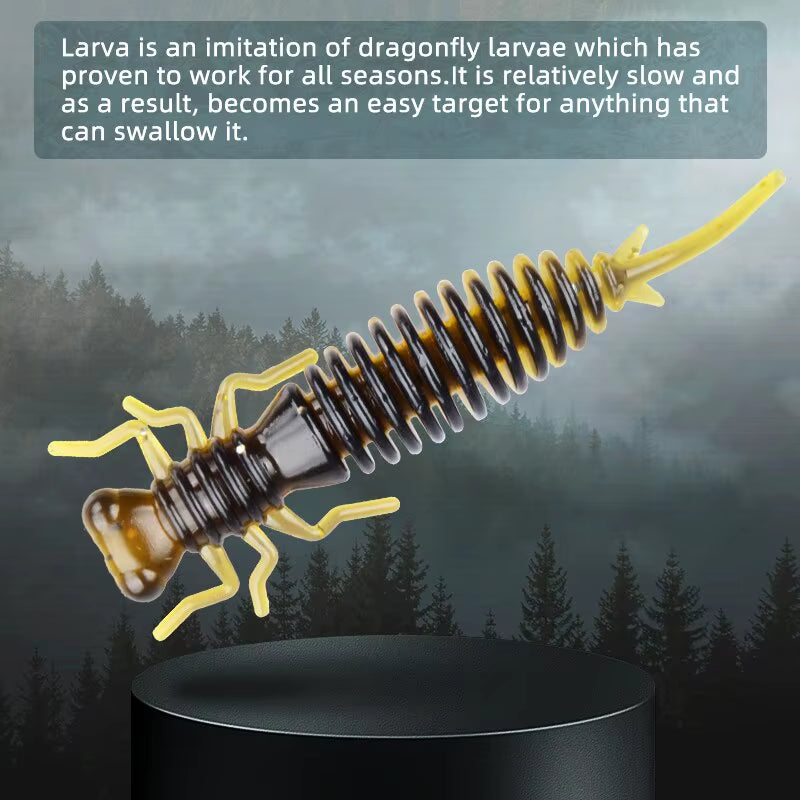 Larva Soft Lures Artificial Lures 50Mm/10Pcs Fishing Worm Silicone Bass Pike Minnow Swimbait Jigging Plastic Baits