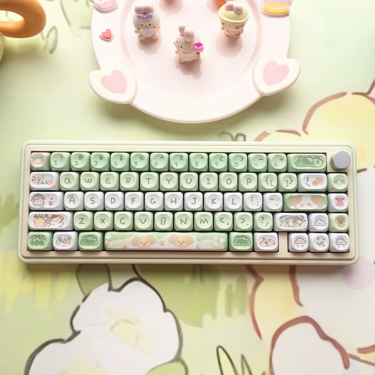 95 Keys Artoon Cute Puppy Cat Kitty Keycaps GMK PBT Keycap MOA Profile Dye Sublimation for DIY Mechanical Keyboard Girls Gift