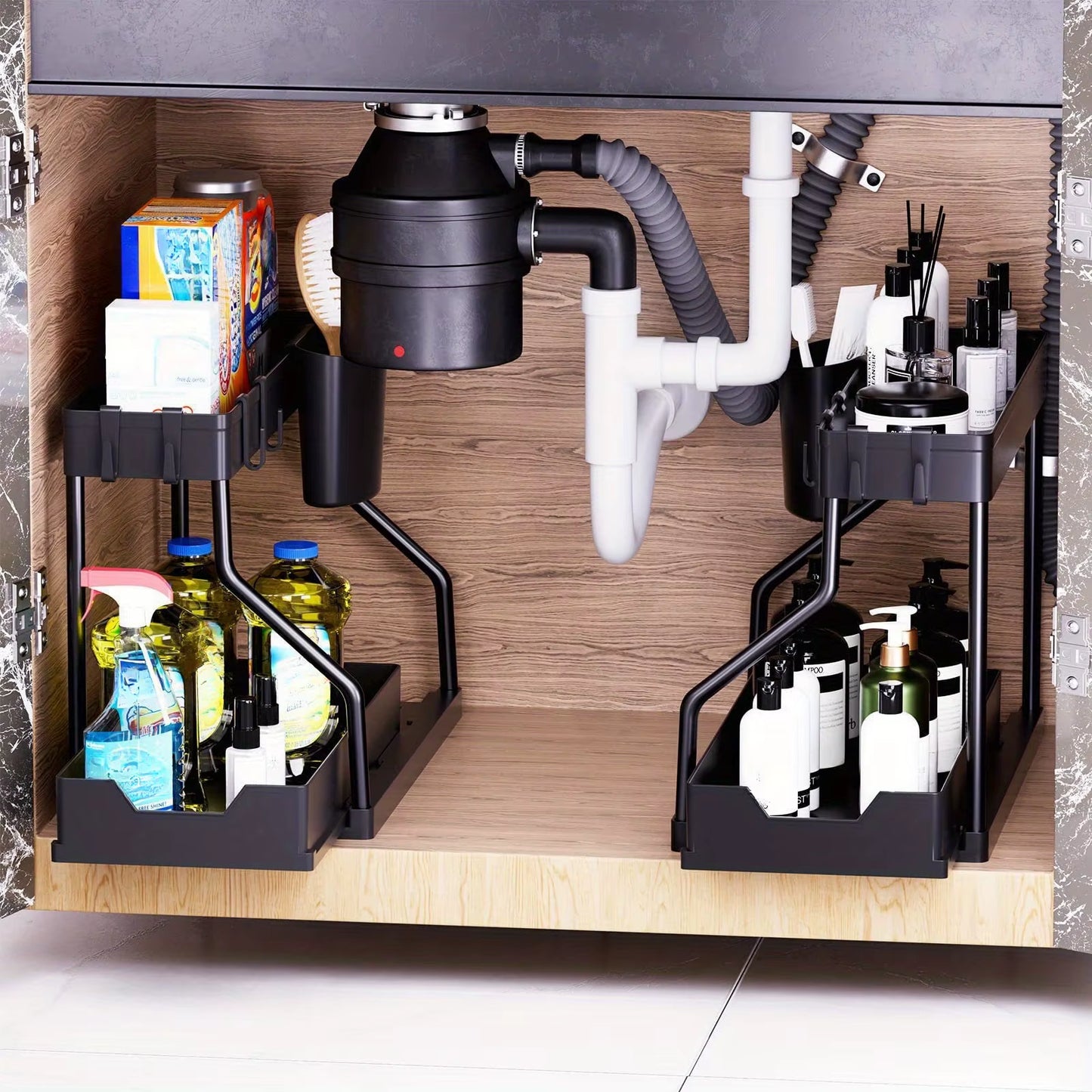 Multi-Layer Pull-Out Finishing Seasoning Household Kitchen Rack Bathroom Sink Layered Sundries Storage Rack