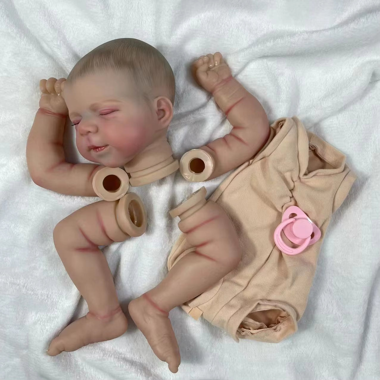 18 Inch Reborn Pascale 3D Painted Skin Kit with Rooted Eyelashes and Cloth Body Unassembled Reborn Baby Doll Parts DIY Molds