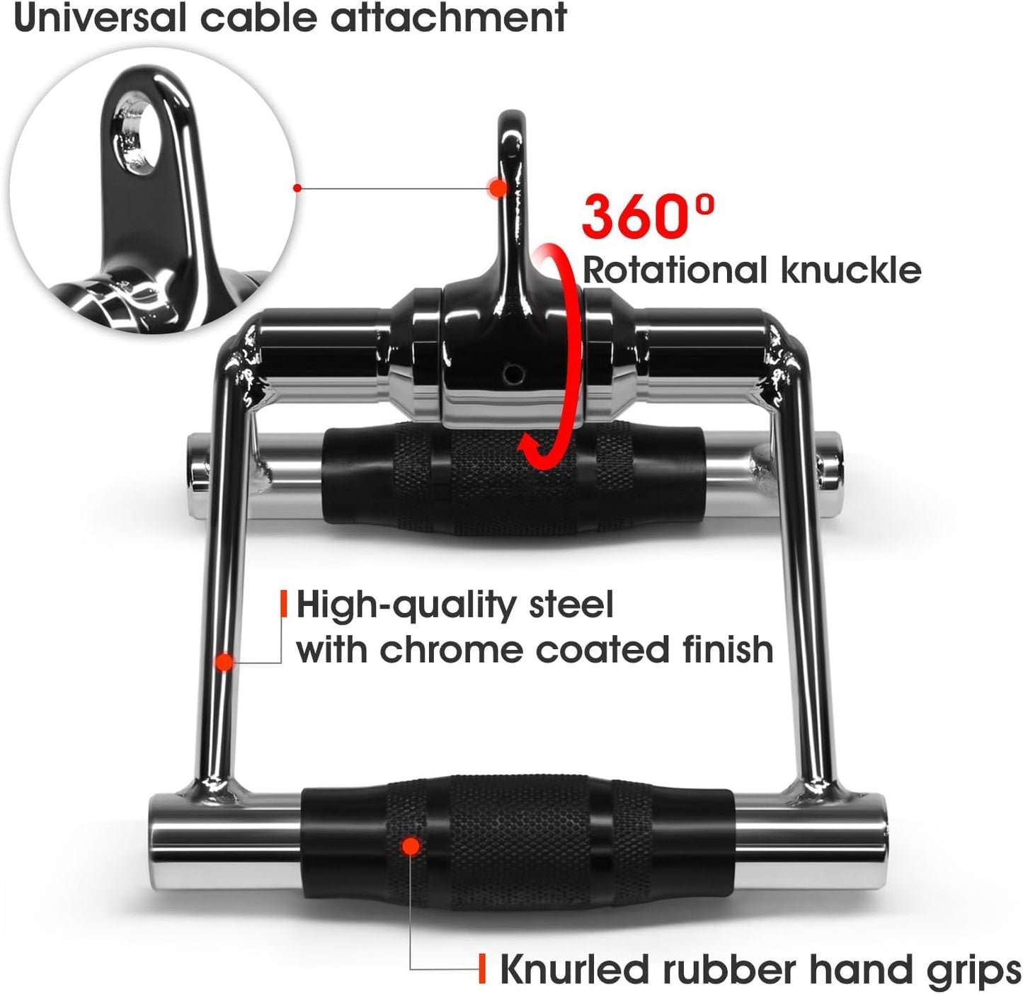 Cable Machine Attachment, Double D Handle & Tricep Rope Cable Attachment, Weight Machine Accessories Load 880 LB for Home Gym