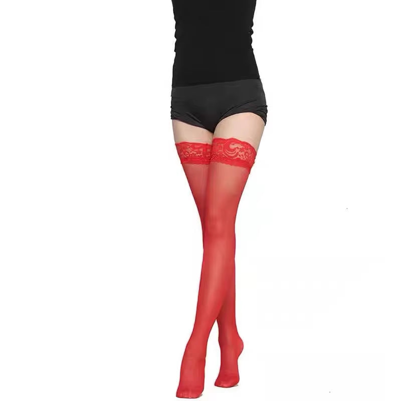 1 Pairs Lace Trim Thigh High Stockings, Smooth over the Knee Socks, Women'S Stockings & Hosiery