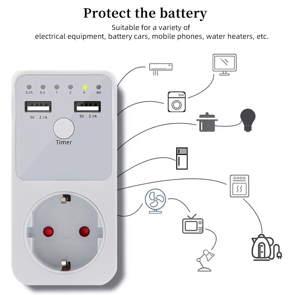 Digital Timer Socket Surge Protector Socket Voltage Relay Switch 6 Hour 220V 230V Appliance Time Controler EU US French UK Plug