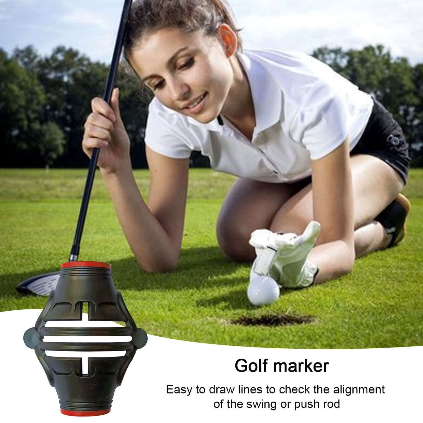 Golf Ball Marker Putting Practice Tool Golf Ball Mark Tool Template Alignment Putter Marking Liner Golf Supplies Accessories