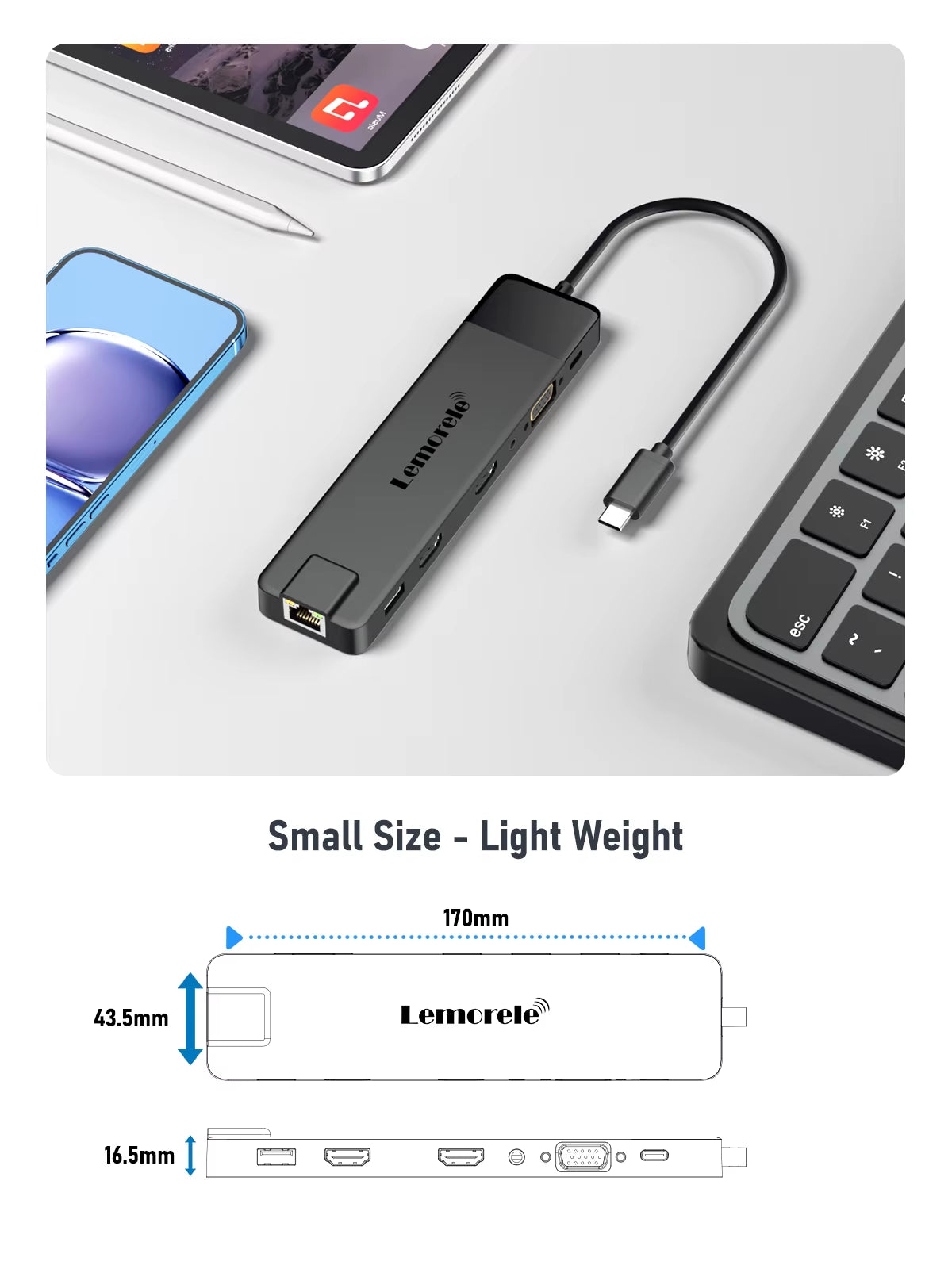4K USB Hub USB C to Dual HDMI VGA Gigabit Docking Station USB 3.0 VGA Adapter SD Card Readers for Windows Macbook Air