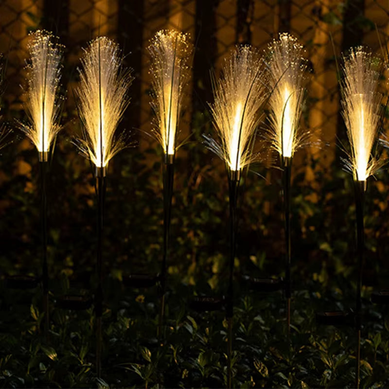 Solar Garden Landscape Lights Sunlight Lawn Lamp Simulation Bulrush Flower Optical Fiber Lamp Outdoor Waterproof Path Lighting