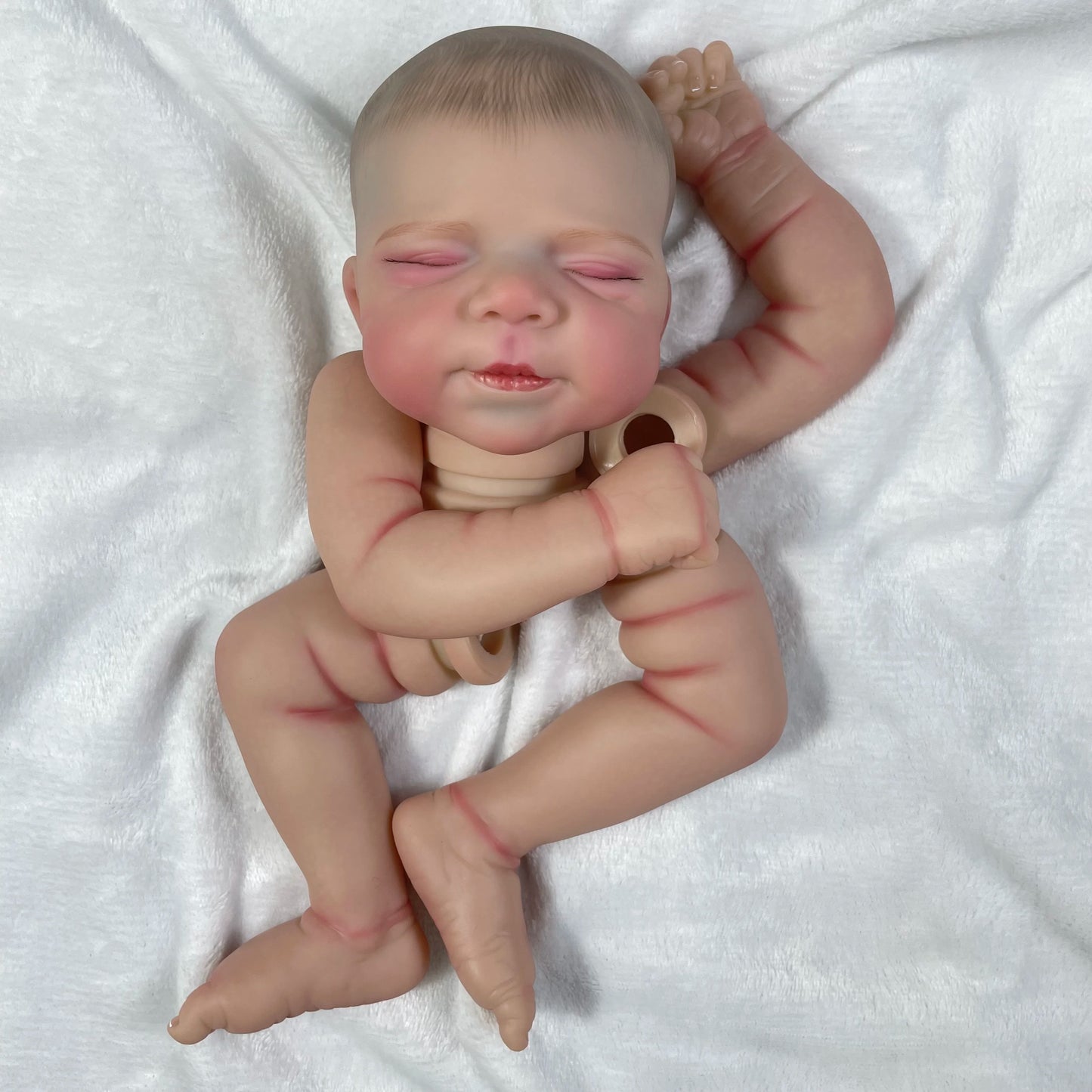18 Inch Reborn Pascale 3D Painted Skin Kit with Rooted Eyelashes and Cloth Body Unassembled Reborn Baby Doll Parts DIY Molds