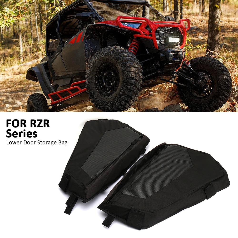 UTV Lower Door Storage Bag Kit Black+Carbon Fiber for Polaris RZR XP 4 1000 S / XP 4 Turbo / Turbo S / S 900 2014-2023