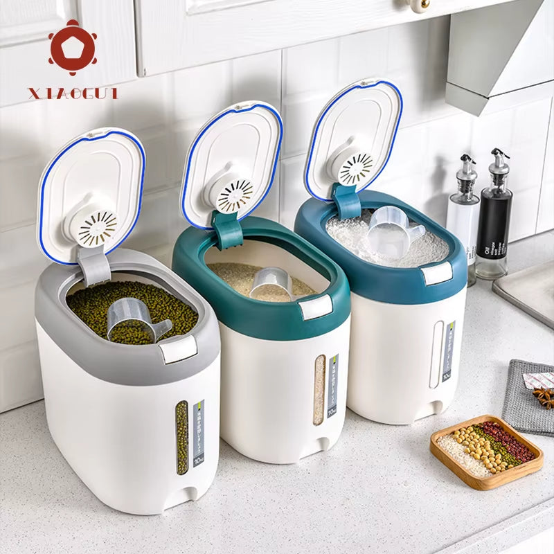 5KG/10KG Rice Dispenser Kitchen Organizer and Storage Container Home Box Cereal Jar Botes Cocina Almacenaje Alimentos