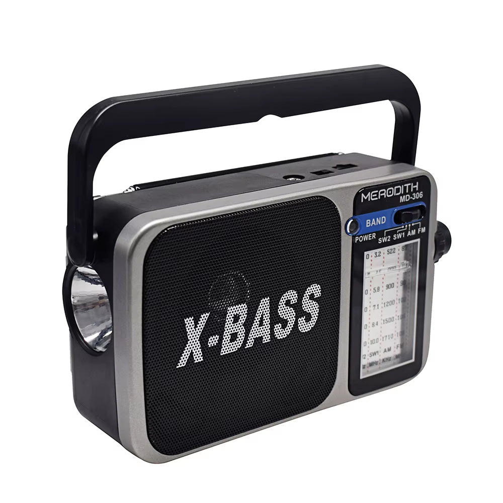 Portable FM Radio AM Sw1 SW2 All Waves Radio Multiband Shortwave Fullband Radio Headphone Jack/Flashlight