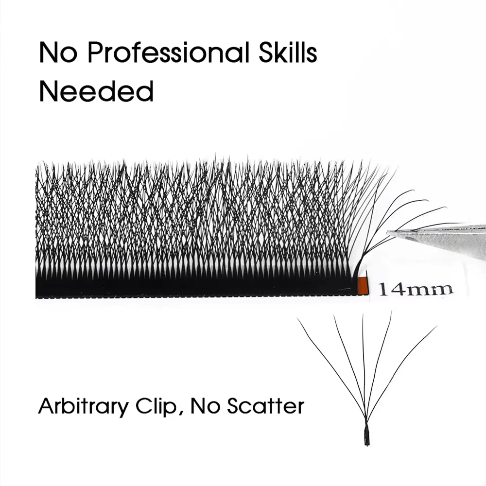 5D-W Shaped 0.07 D Curl Eyelash Extensions Natural Faux Mink Lash Soft Light Professional Premade Volume Fan Eyelashes