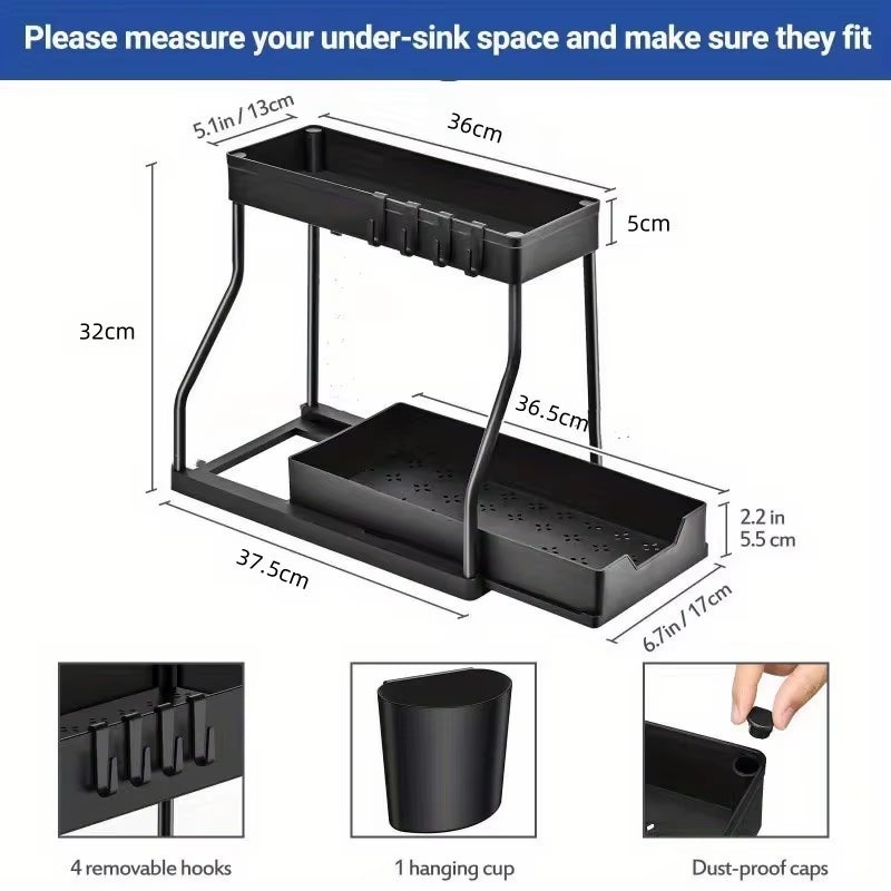Multi-Layer Pull-Out Finishing Seasoning Household Kitchen Rack Bathroom Sink Layered Sundries Storage Rack