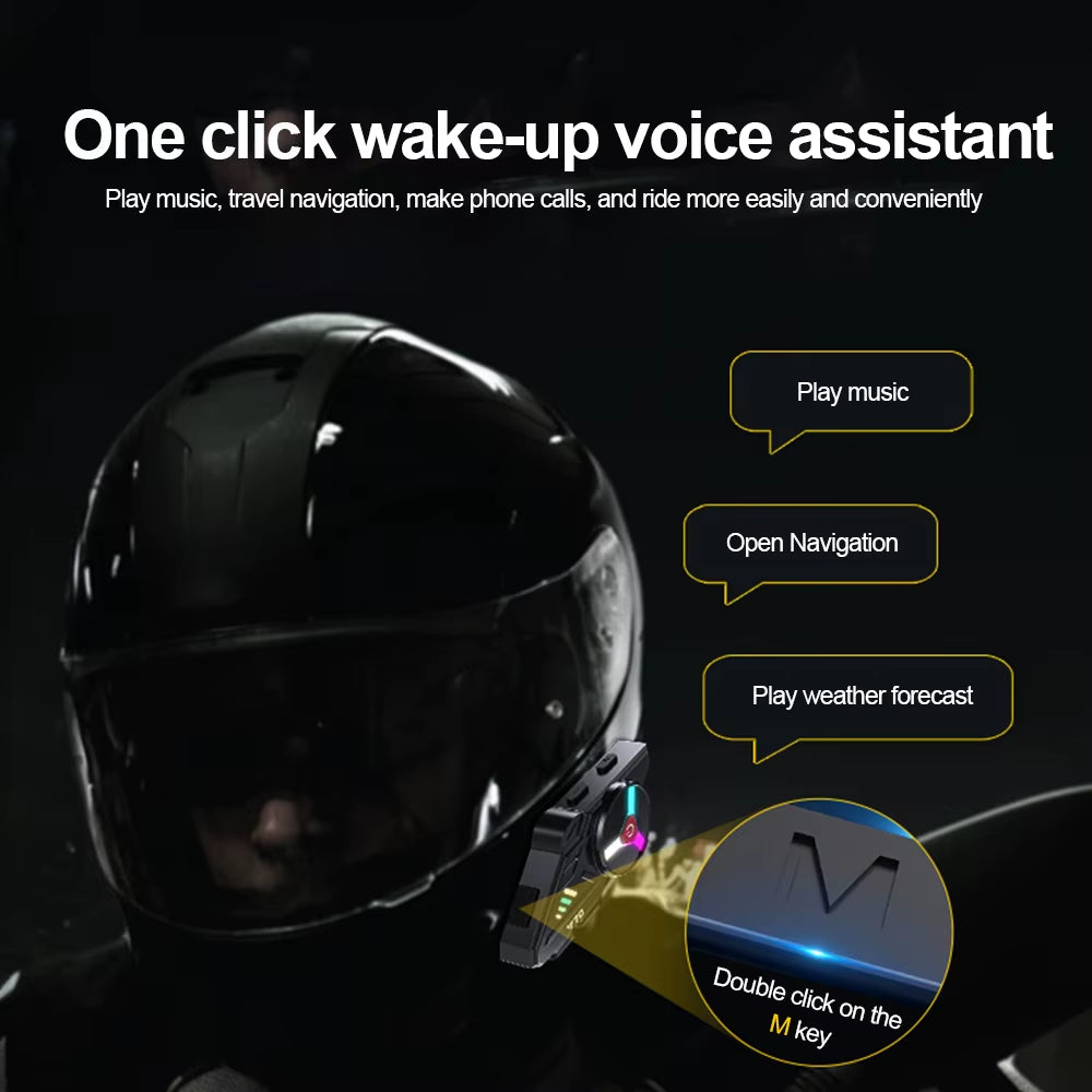 Bluetooth 5.3 Helmet Earphone Y70 Rgb Light Motorcycle Ipx6 Waterproof Support for Connecting Two Phones Simultaneously