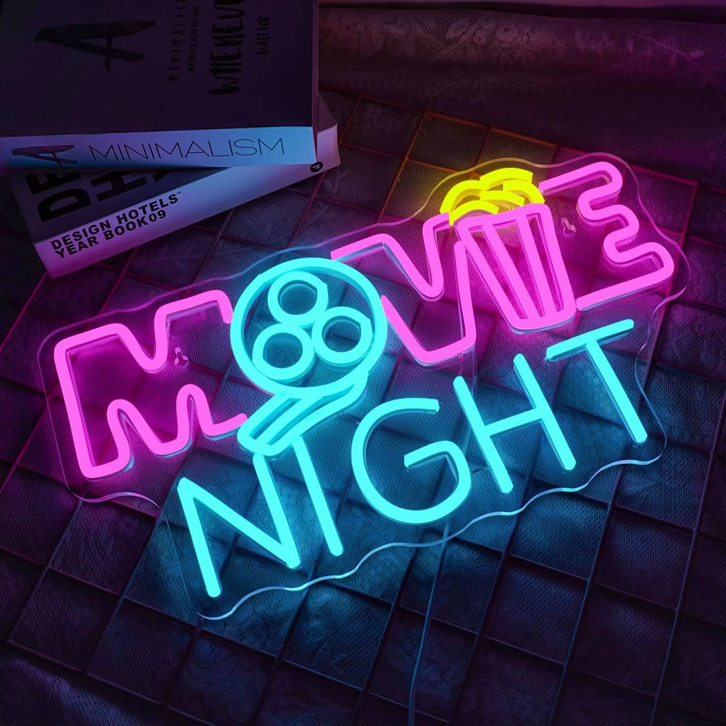 Movie Night Neon Sign LED Neon Light Sign USB Powered for Game Room Man Cave Club Bar Shop Wall Birthday Party Decor Gifts