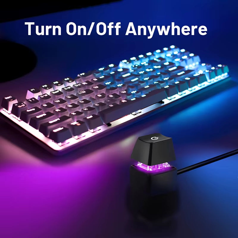 Desk ON/OFF Power Switch for Desktop Computer RGB Backlight Mechanical Shaft Key External Remote Start PC Mainboard Reset Button