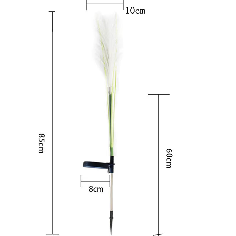 Solar Garden Landscape Lights Sunlight Lawn Lamp Simulation Bulrush Flower Optical Fiber Lamp Outdoor Waterproof Path Lighting