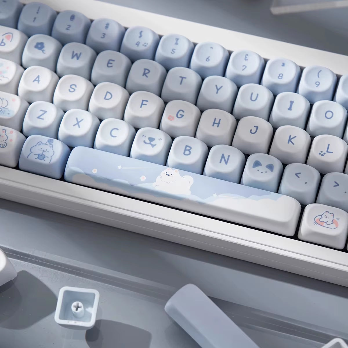 95 Keys Artoon Cute Puppy Cat Kitty Keycaps GMK PBT Keycap MOA Profile Dye Sublimation for DIY Mechanical Keyboard Girls Gift