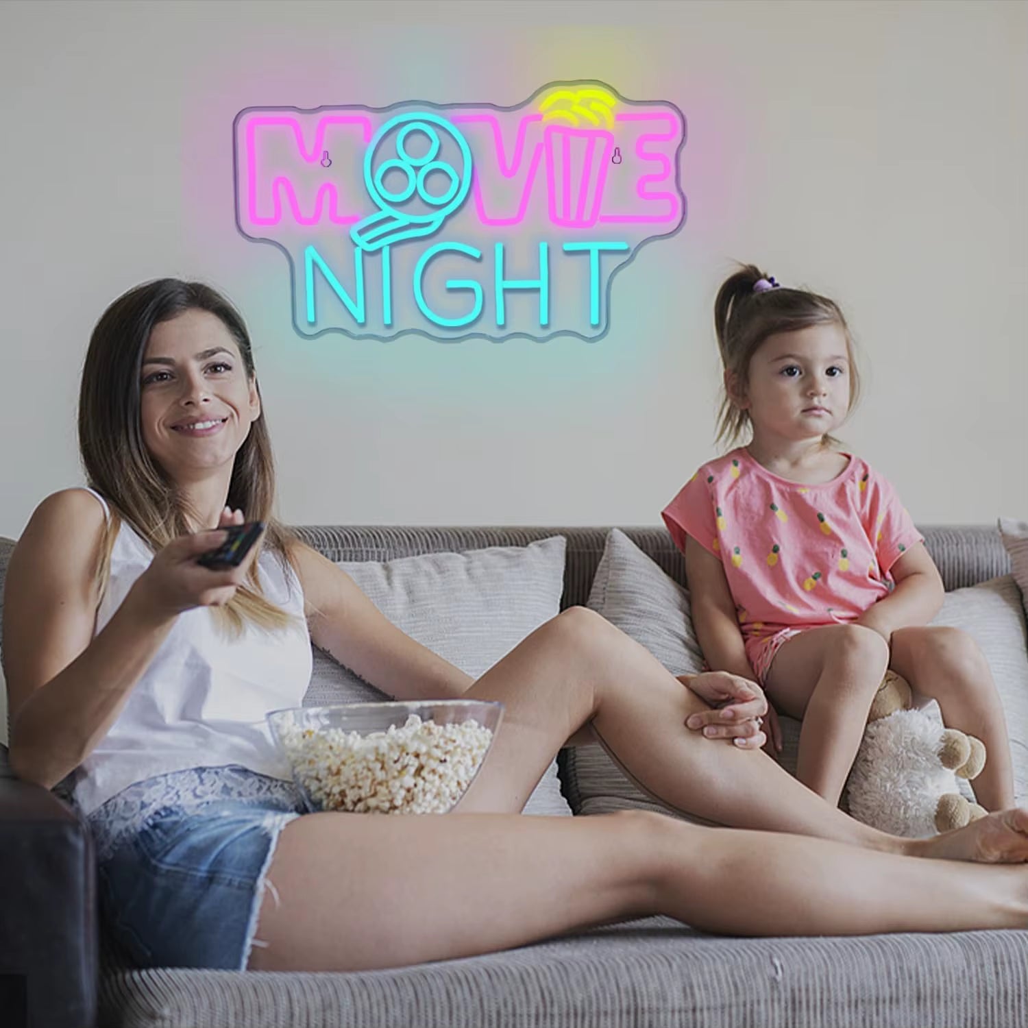 Movie Night Neon Sign LED Neon Light Sign USB Powered for Game Room Man Cave Club Bar Shop Wall Birthday Party Decor Gifts