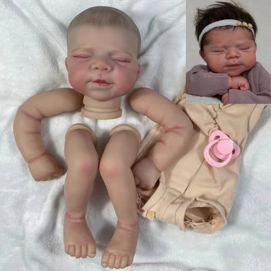18 Inch Reborn Pascale 3D Painted Skin Kit with Rooted Eyelashes and Cloth Body Unassembled Reborn Baby Doll Parts DIY Molds
