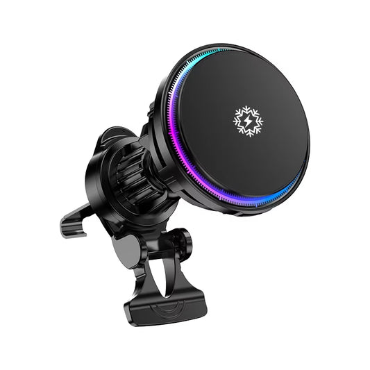 Ice Cooling Magnetic Wireless Car Charger Fast Charging Station for Iphone15 14 13 12 Pro Max 15W Magnet Car Phone Holder Stand