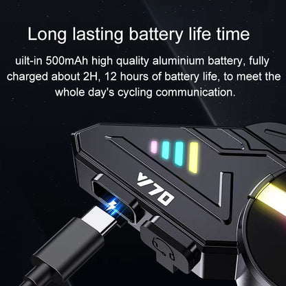 Bluetooth 5.3 Helmet Earphone Y70 Rgb Light Motorcycle Ipx6 Waterproof Support for Connecting Two Phones Simultaneously