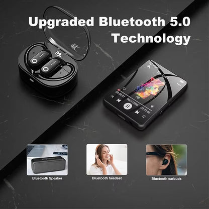 32GB 2.4'' Touch Screen Mp3 Player with BT 5.0, MP3 Player with Built-In HD Speaker FM Radio and Voice Recording