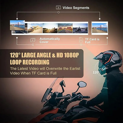 R1 plus Motorcycle Intercom Helmet Dash Cam Bluetooth Headsets Handsfree Communicator Video Record 1080P Interphone