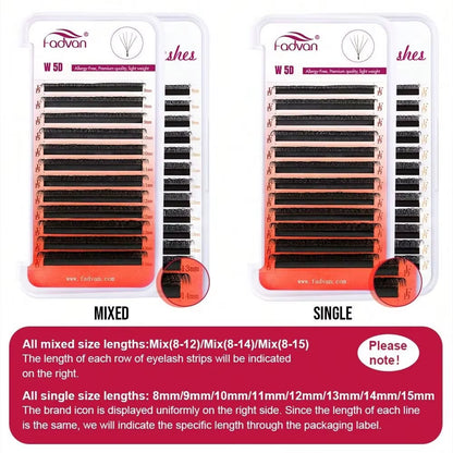 5D-W Shaped 0.07 D Curl Eyelash Extensions Natural Faux Mink Lash Soft Light Professional Premade Volume Fan Eyelashes