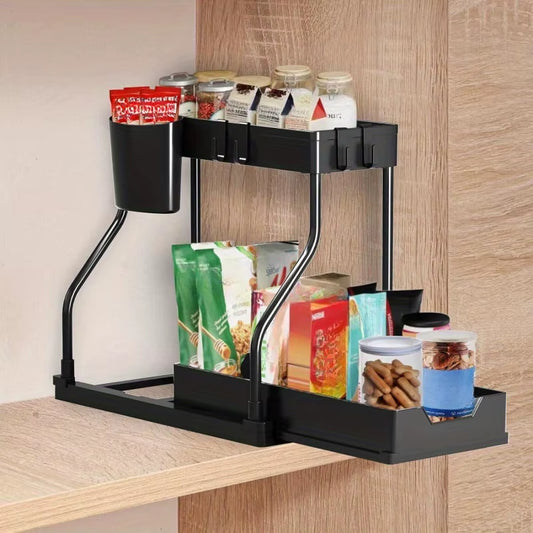 Multi-Layer Pull-Out Finishing Seasoning Household Kitchen Rack Bathroom Sink Layered Sundries Storage Rack