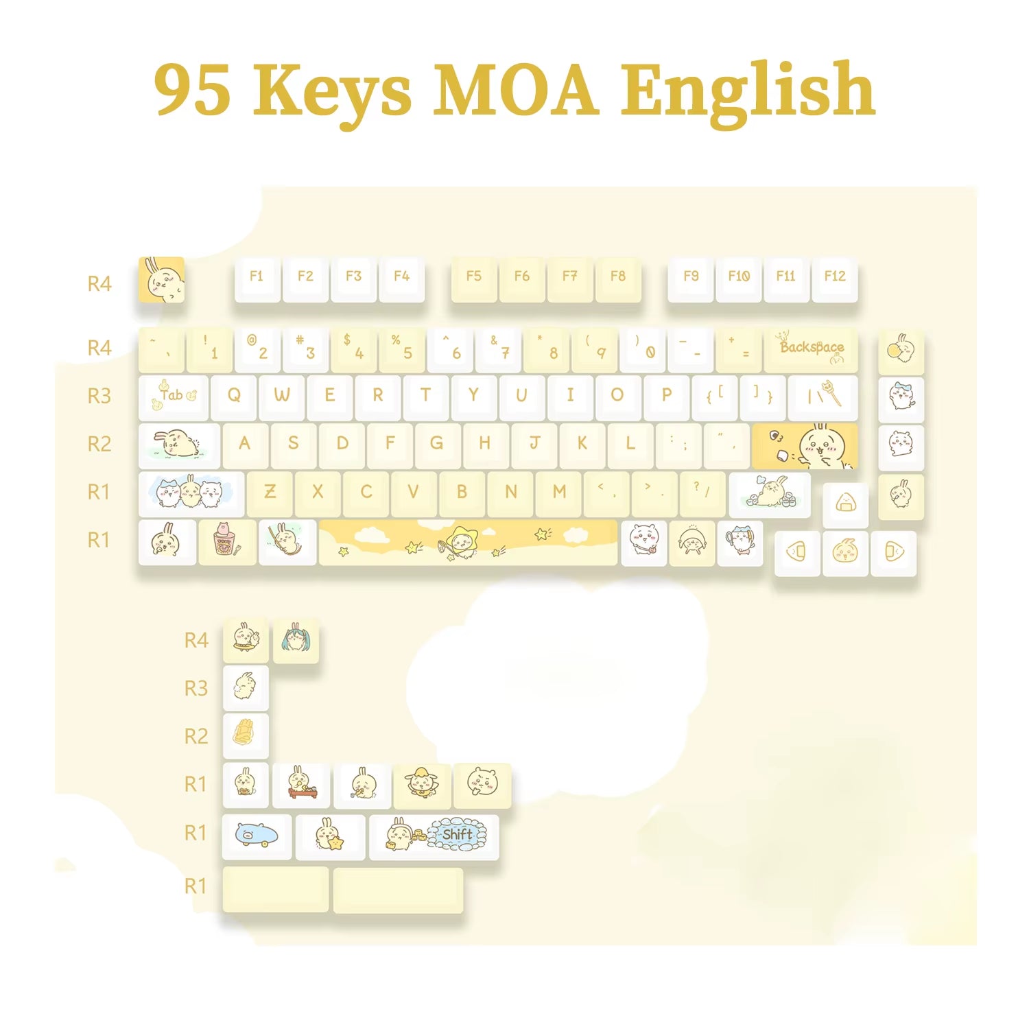 95 Keys Artoon Cute Puppy Cat Kitty Keycaps GMK PBT Keycap MOA Profile Dye Sublimation for DIY Mechanical Keyboard Girls Gift