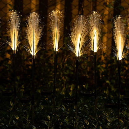 Solar Garden Landscape Lights Sunlight Lawn Lamp Simulation Bulrush Flower Optical Fiber Lamp Outdoor Waterproof Path Lighting
