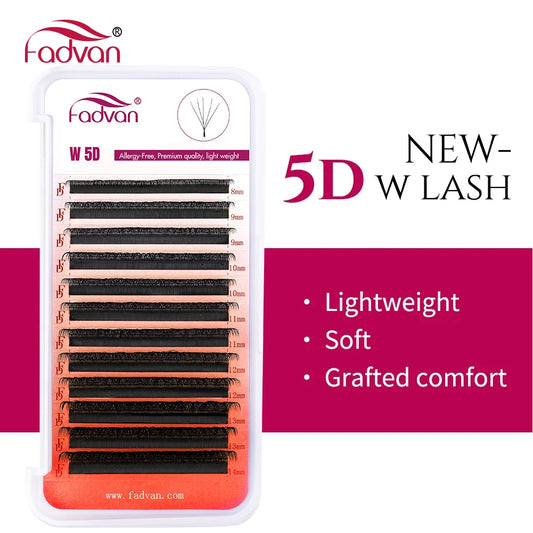 5D-W Shaped 0.07 D Curl Eyelash Extensions Natural Faux Mink Lash Soft Light Professional Premade Volume Fan Eyelashes