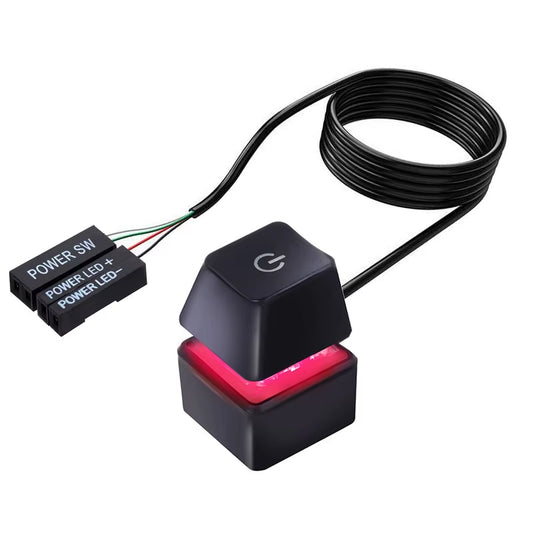 Desk ON/OFF Power Switch for Desktop Computer RGB Backlight Mechanical Shaft Key External Remote Start PC Mainboard Reset Button