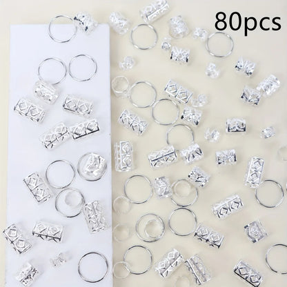 80Pcs Dreadlock Hair Beads - Stylish Alloy Hair Accessories Loc Hair Jewelry for Braids for Girls and Women