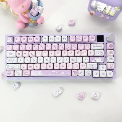 95 Keys Artoon Cute Puppy Cat Kitty Keycaps GMK PBT Keycap MOA Profile Dye Sublimation for DIY Mechanical Keyboard Girls Gift