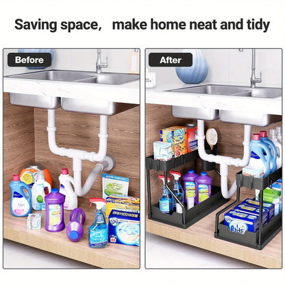 Multi-Layer Pull-Out Finishing Seasoning Household Kitchen Rack Bathroom Sink Layered Sundries Storage Rack