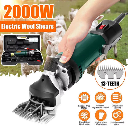 2000W 6 Speed 13 Teeth Electric Sheep Pet Hair Clipper Shearing Kit Shear Wool Cut Goat Pet Animal Shearing Supplies Farm Cut