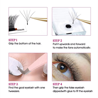 5D-W Shaped 0.07 D Curl Eyelash Extensions Natural Faux Mink Lash Soft Light Professional Premade Volume Fan Eyelashes