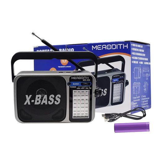 Portable FM Radio AM Sw1 SW2 All Waves Radio Multiband Shortwave Fullband Radio Headphone Jack/Flashlight